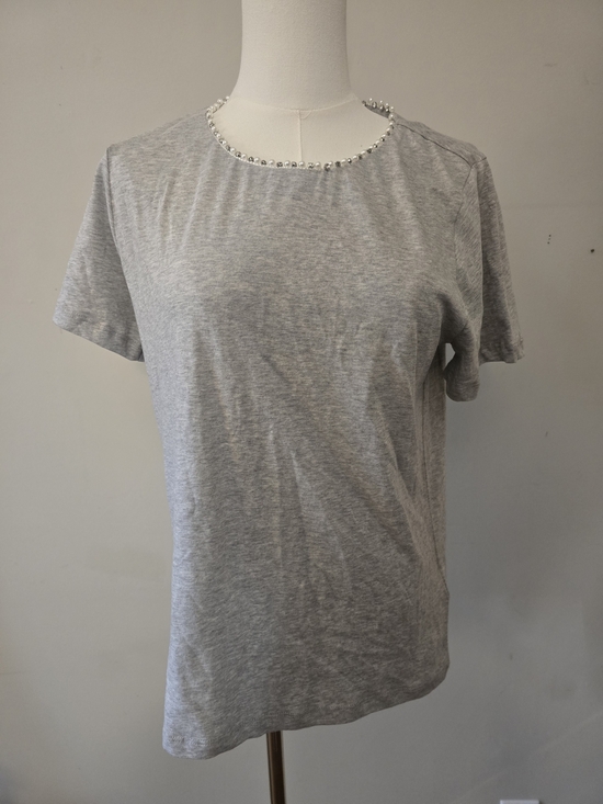 J. Crew Tops - J. Crew Gray Short Sleeve Tee with Beaded Neckline NWT